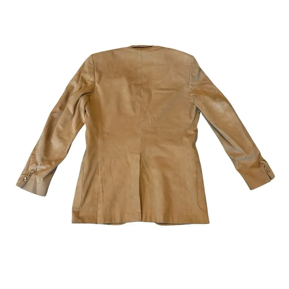 Vintage 80s Tan Faux Suede Blazer 2 Button Men’s 40L